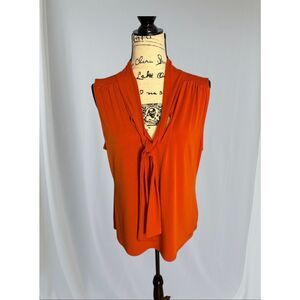 NWOT Calvin Klein Women's Size XL Burnt Orange Neck Wrap Sleeveless Blouse Top